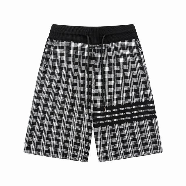 Thom Browne Ss New Knitted Shorts, custom-made fabric with wafer weave and jacqu