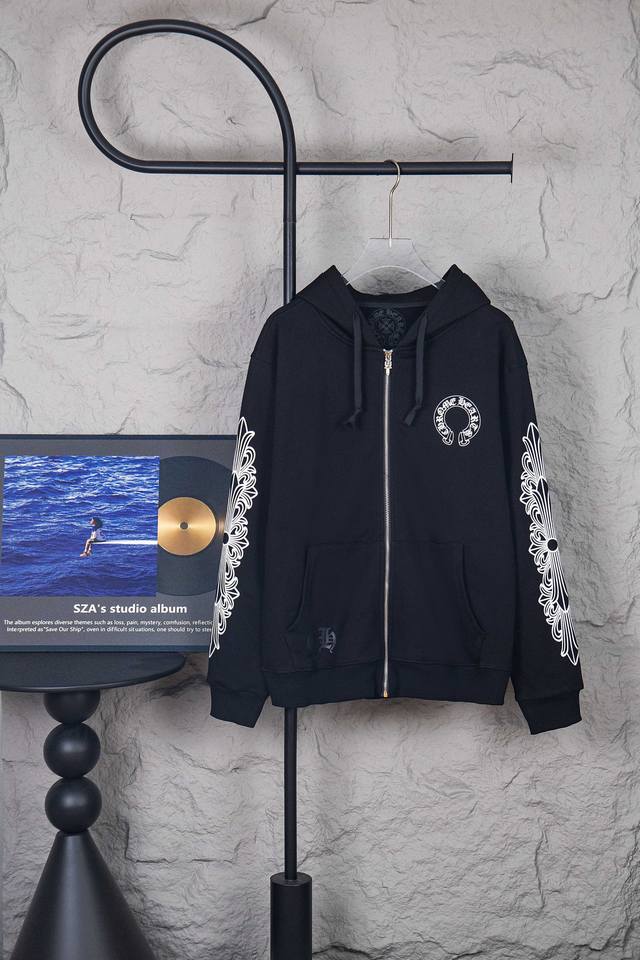 Style No.: M286 Chromehearts 2025 Early Autumn Floral Arm Horseshoe Hooded Swea