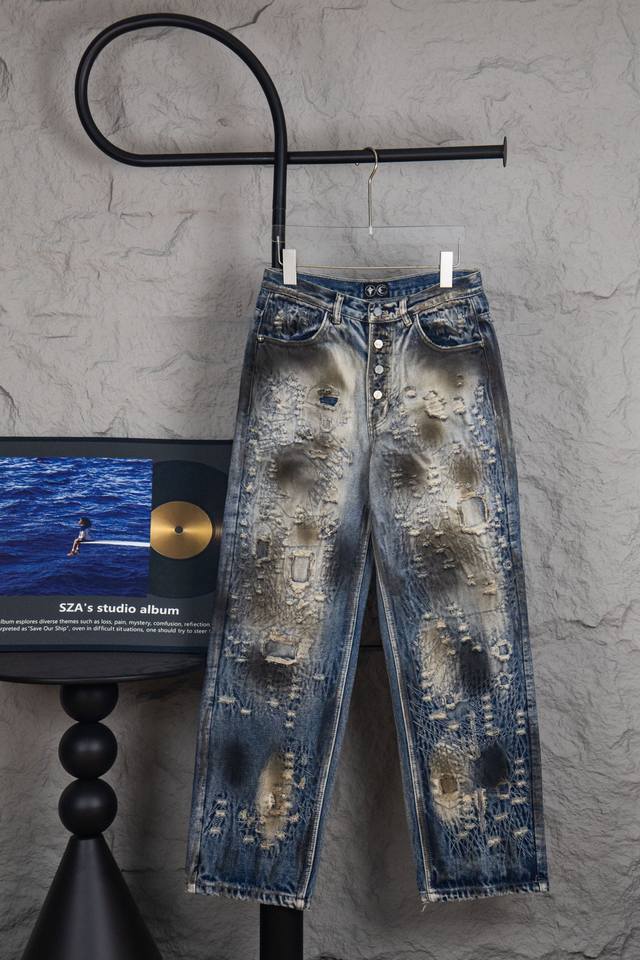 Style No.: M201 Top-tier Thug Club Distressed, Ripped, Distressed, Logo, Comfor