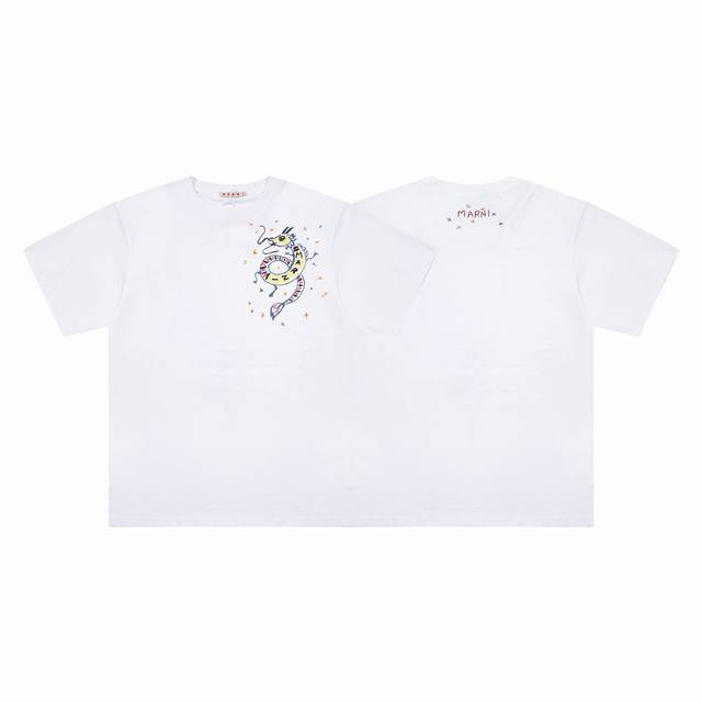 1222# Marni Year of the Dragon Limited Edition Crew Neck Short Sleeve T-Shirt wi