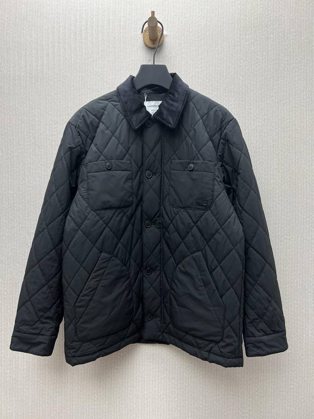 Lacoste 25Ss Fall/Winter Classic Quilted Diamond Lapel Jacket with Diamond Pocke