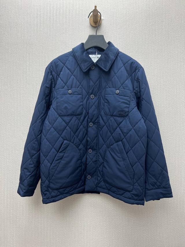 Lacoste 25Ss Fall/Winter Classic Quilted Diamond Lapel Jacket with Diamond Pocke