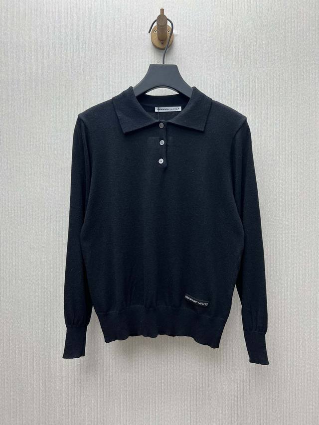 Alexander Wang 25Ss New Knitted Long-Sleeve Men's Black High Version Sizes: SML