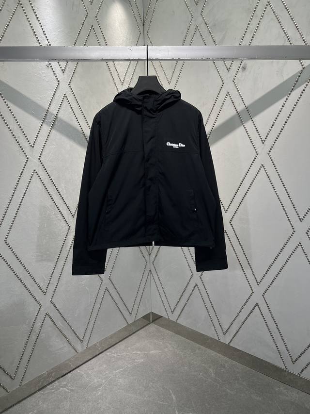 Dior 25Ss New Solid Color Logo Print Hooded Zip-Up Long-Sleeve Jacket! Sizes: S