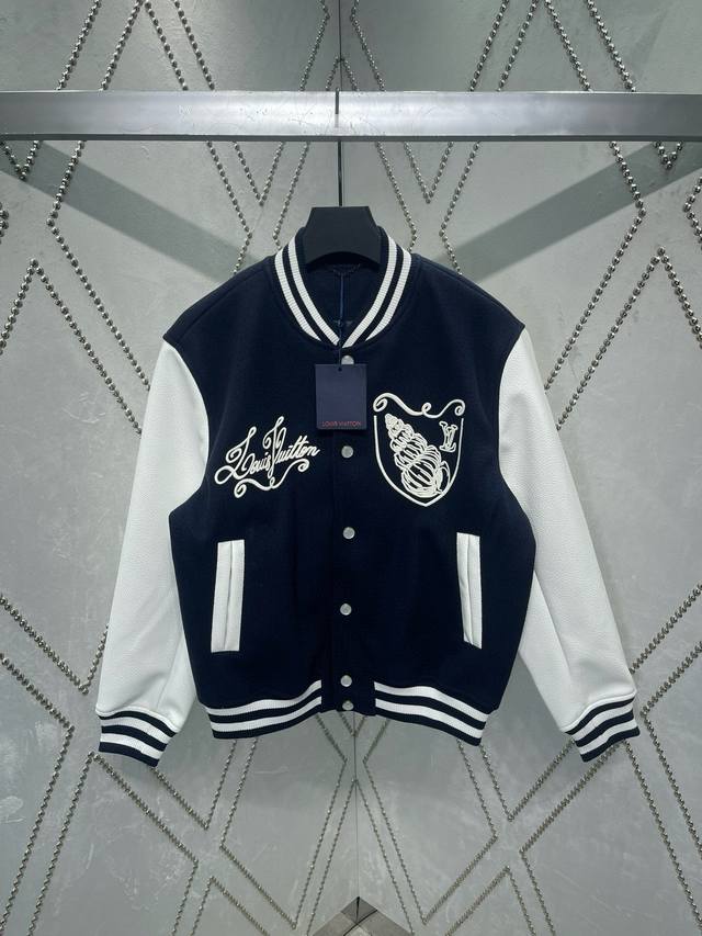 Louis Vuitton's new 24Ss baseball jacket blends a wool body with leather sleeve