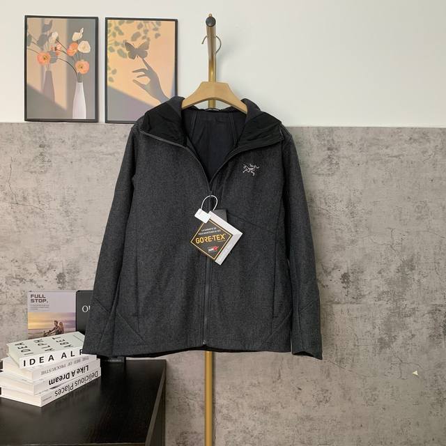 Style Number: D520 Dark Grey Real Shot Image #Arcteryx Sawyer Wool Hoody Couple