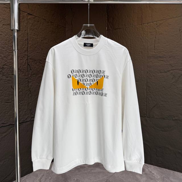 Fend* Fendi* 2025 Autumn/Winter New Thick Long-Sleeve T-Shirt 320g Pure Cotton L