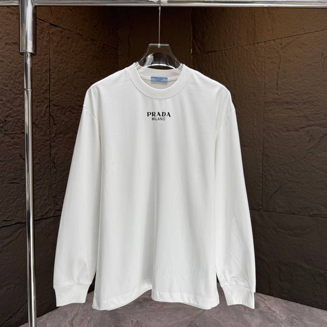 prad* Prada* 2025 Autumn/Winter New Thick Long-Sleeve T-Shirt 320g Pure Cotton L