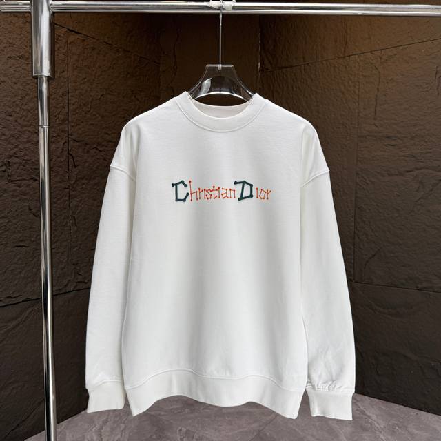 Dio* Dior* 2025 Autumn/Winter New Crew Neck Sweatshirt 400g Terry Cotton Letter