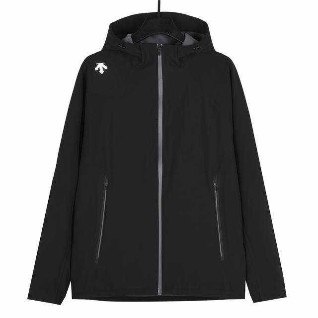Descente Water-Repellent Composite Softshell Hooded Jacket, Black ( )