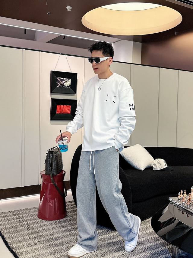 Clothes p, Pants p. Mm6*MajiraFw Autumn/Winter New Couple Patchwork Terry Cloth