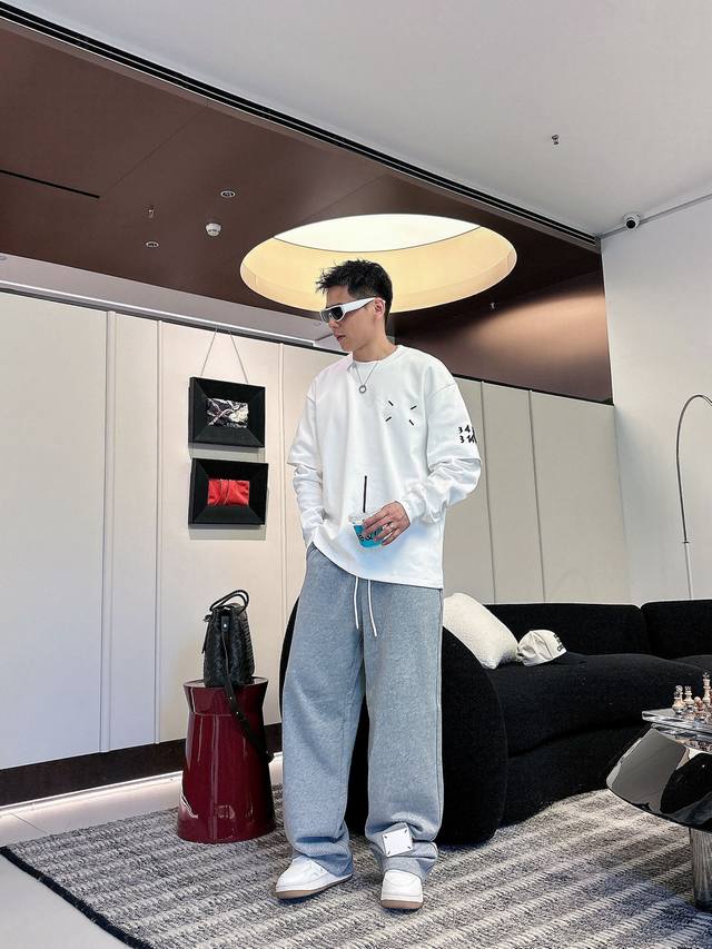 Clothes p, Pants p. Mm6*MajiraFw Autumn/Winter New Couple Patchwork Terry Sweatp