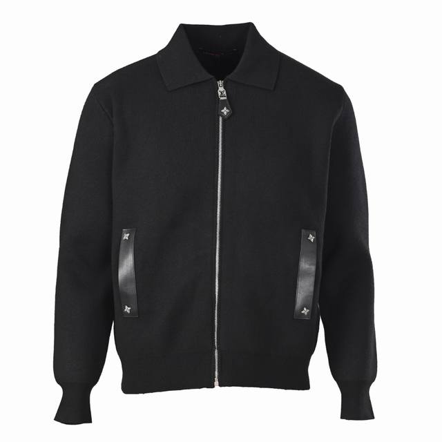 Louis Vuitton LV Leather-trimmed Knit Waist-cinching Jacket. Authentic, purchase