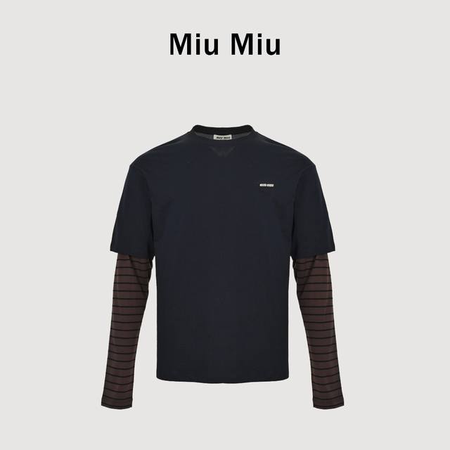 Miu Miu 25Fw Faux Two-Piece Striped Long-Sleeve T-Shirt Girls, I absolutely have
