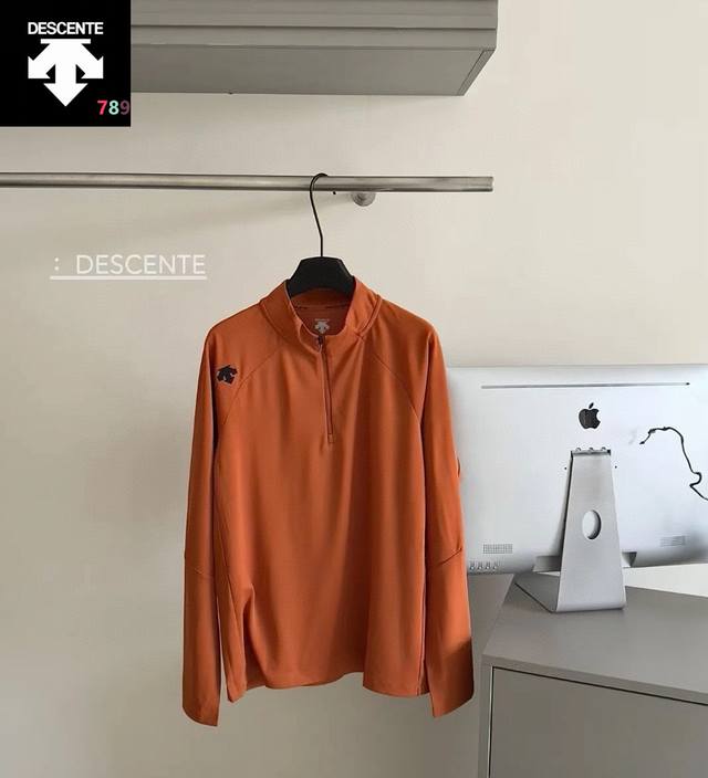 Descente Men's Moisture-Wicking Long-Sleeve T-Shirt for Spring/Summer Colors: El