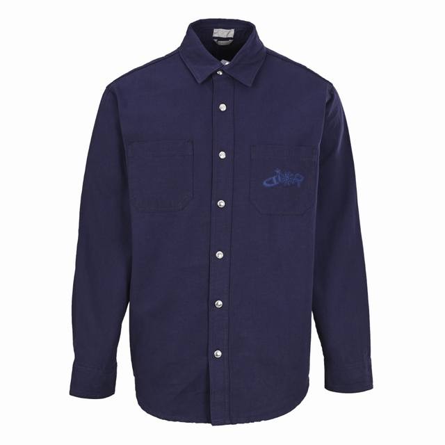 Dior Collaboration Pocket Embroidered Long-Sleeve Shirt. Made of custom-dyed gre