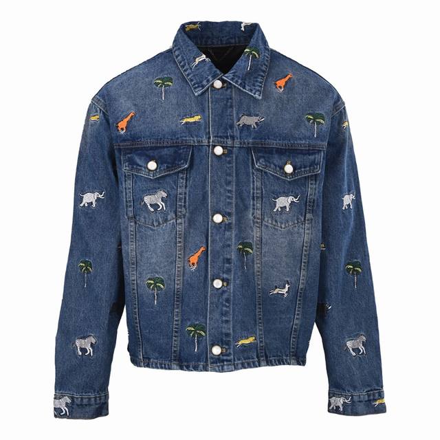 Louis Vuitton lv Spring 26Ss Animal Embroidery Denim Jacket Suit. A heavyweight