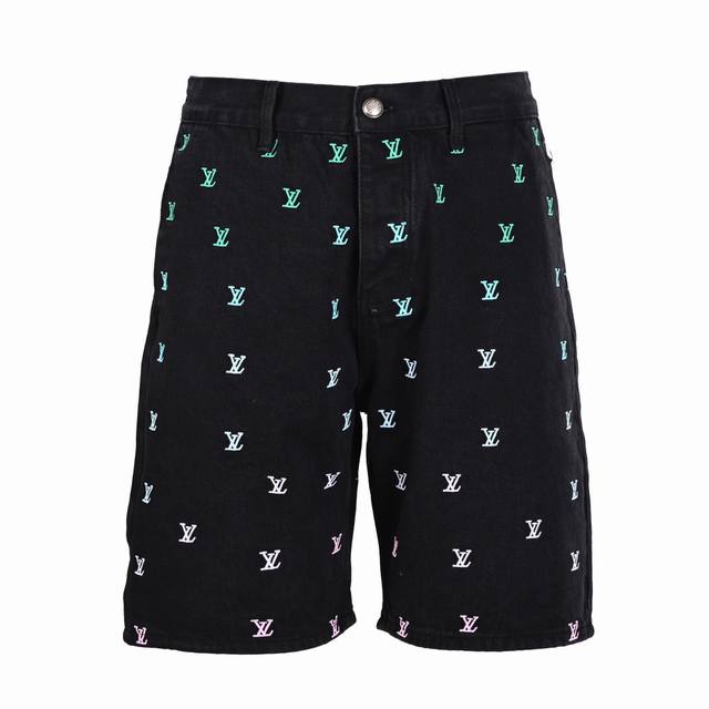 Louis Vuitton LV Gradient Embroidered Denim Shorts ( ) are made of washed black