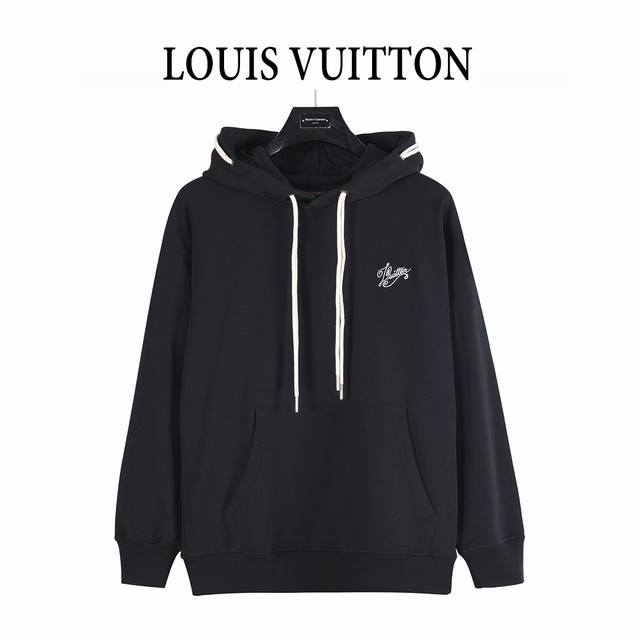 Louis Vuitton 25Fw Embroidered Logo Hoodie. Made of imported high-density pure c