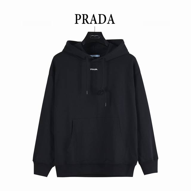 Prada 25Fw Hooded Sweatshirt with Embroidered Letter on the Chest ( ). Made wit