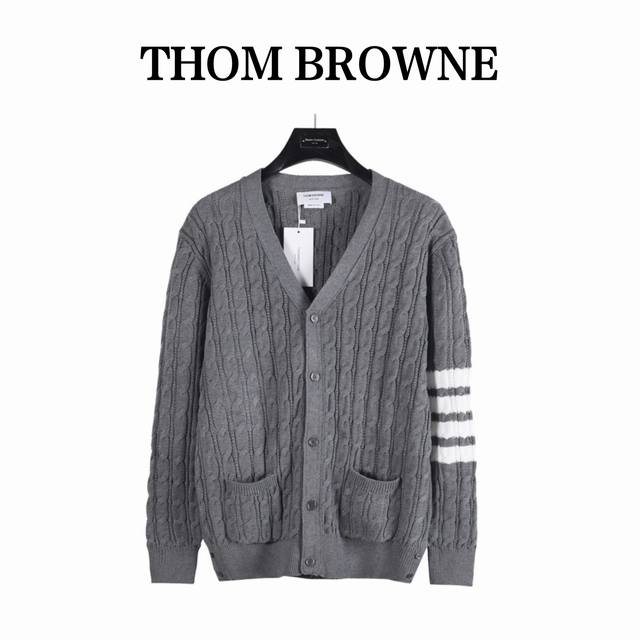 Tb Chunky Knit Cable Cardigan Striped Wool Blend Sweater Thom Browne.Tb Classic