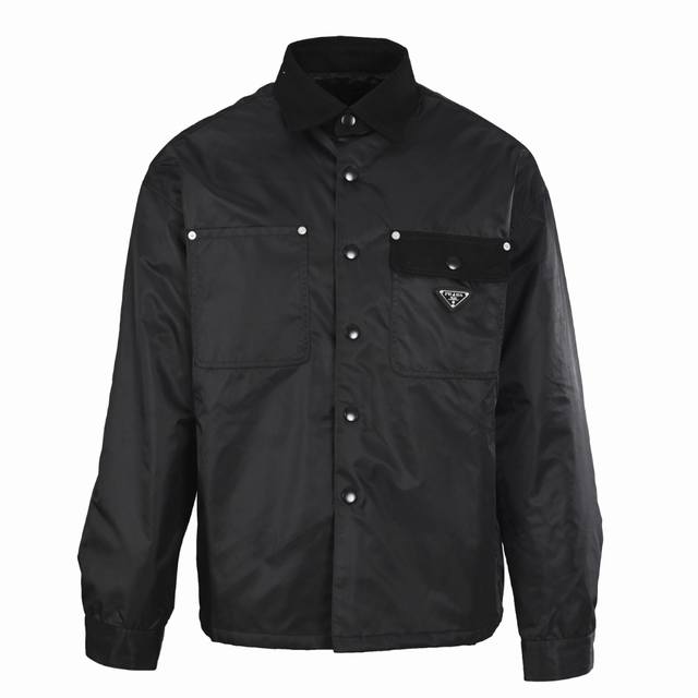 Prada PRD Triangle Label Flap Cotton Jacket Custom Nylon Twill Protective Fabri