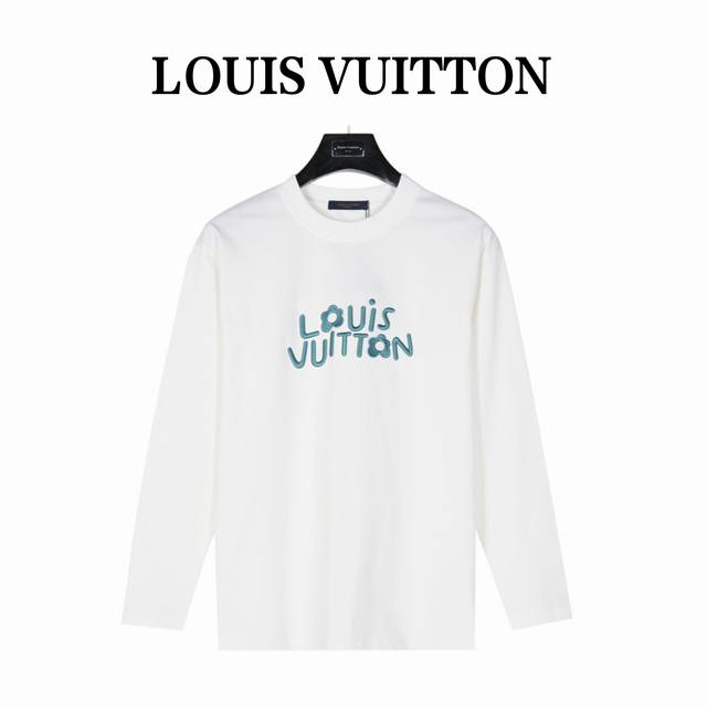 Louis Vuitton 24Fw Blue Flower Logo Embroidered Long-Sleeve T-Shirt. Custom-made
