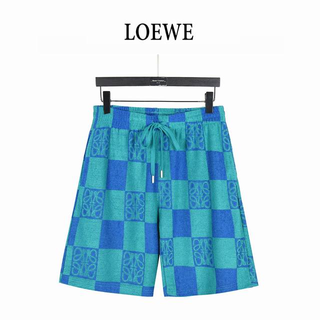 Loewe 25Ss Terry Cloth Checkered Color Block Pattern Shorts Set. This is the sam