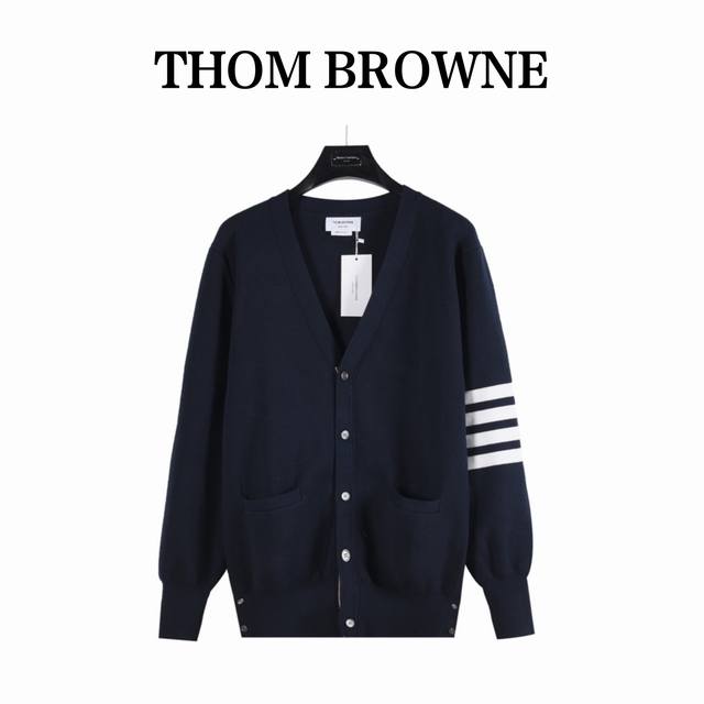 Tb Classic Knitted Four-Stripe Cardigan Wool Blend Sweater Thom Browne. This cla