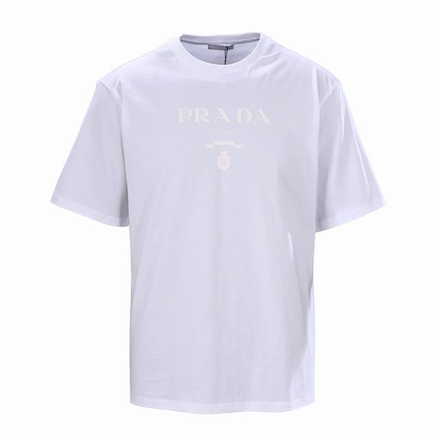 Prada Prada PRD Solid Color Embossed Print Short-Sleeve T-Shirt Authentic produ