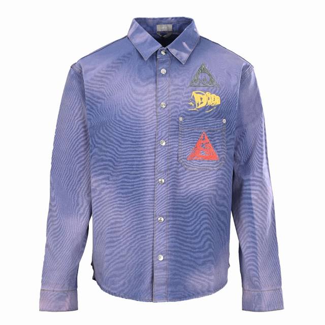 Dior Dior Cd Rendered Embroidered Patch Long-Sleeve Shirt Custom 100% Cotton Den