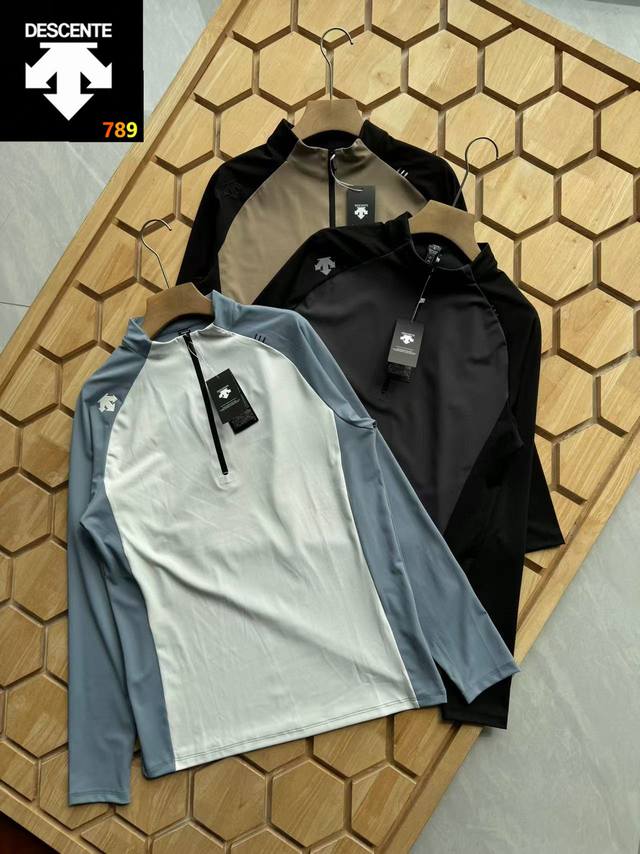 Descente Stand Collar Half Zipper Sports Outdoor Casual Sweatshirt. The stand c