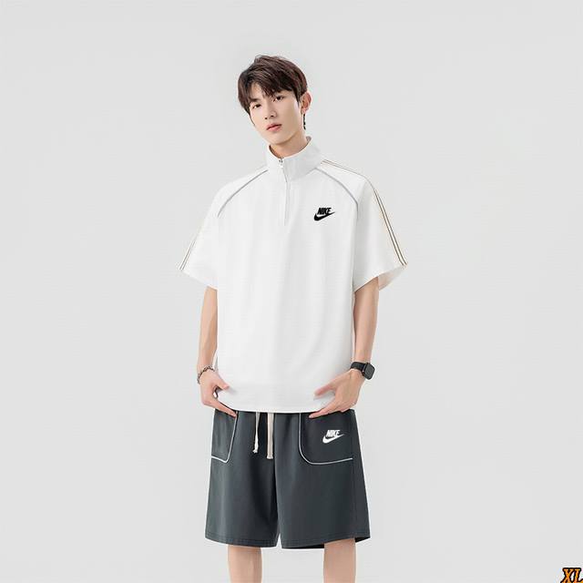 Nike Exclusive Real Shot New Summer High-Quality Antibacterial Half-Zip Polo Sh