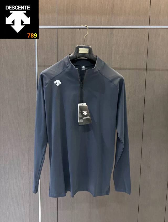 25 Autumn Men's Descente Running Sports Half-Zip High Neck Long-Sleeve T-Shirt.