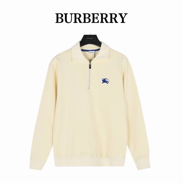 Burberry 24Fw Small Logo Equestrian Embroidery Half-Zip Collar Sweatshirt Custom