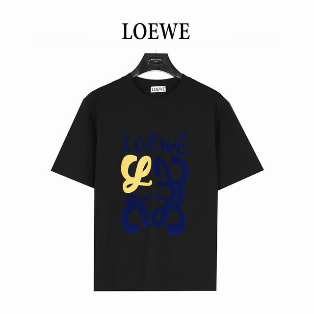 Loewe 25Ss Graffiti Floral Print Short-Sleeve T-Shirt. Made of 40-count double-y