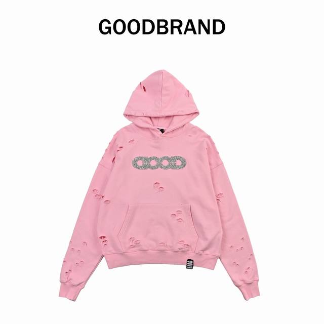 Goodbrand Ripped and Distressed Hooded Sweatshirt, unisex, 500g heavyweight pure