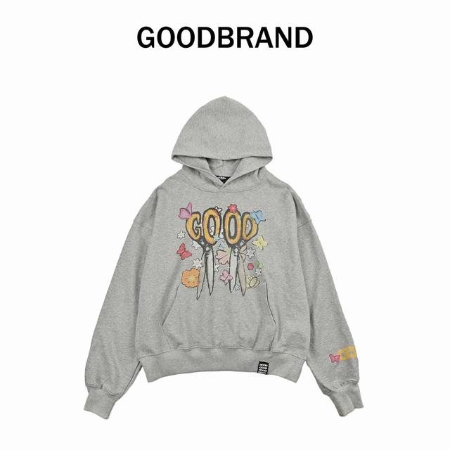 Gb-Goodbrandgb-Goodbrand Butterfly, Flower, and Scissors Crayon Drawing Hoodie,