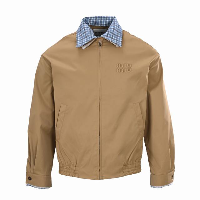 Miu Miu Mm Blue Checkered Double Collar Patchwork Jacket. Original version purch