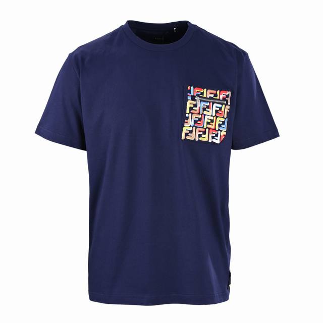 Fendi Fd Ff Embroidered Pocket Zipper Short-Sleeve T-Shirt Custom 50-count doubl
