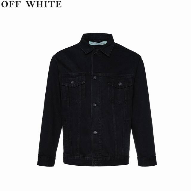 Offwhite CO Virgil 25Fw Yellow Tape Arrows Print Denim Jacket. Original factory