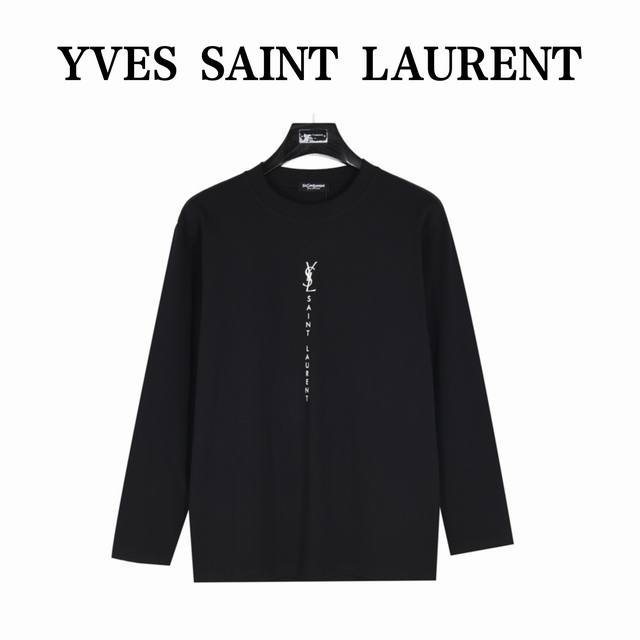 Saint Laurent 24Fw Simple Vertical Logo Print Long-Sleeve T-Shirt. Made with hig