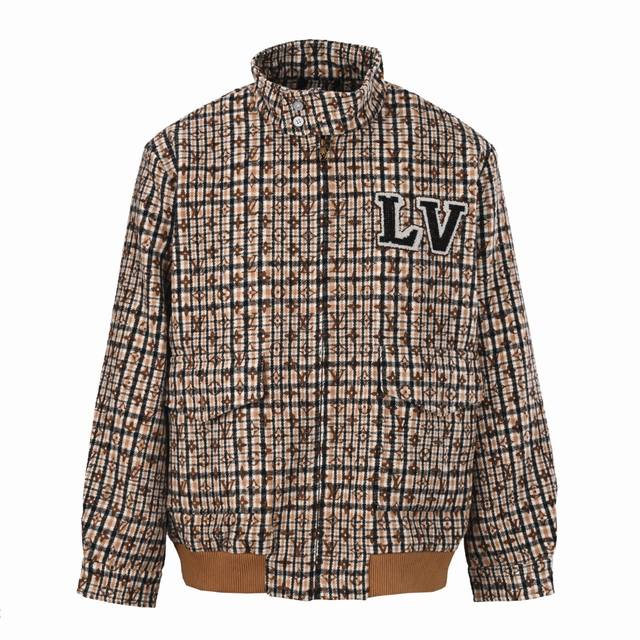 Louis Vuitton (LV) All-over Monogram Check Jacket with Embroidered Badge. This n