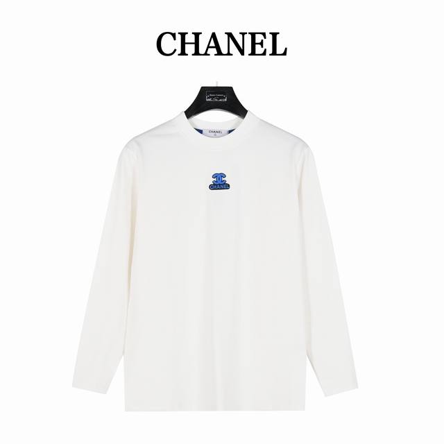 Chanel 24Fw Long-Sleeve T-Shirt with Double C 3D Logo Embroidery on the Chest. M
