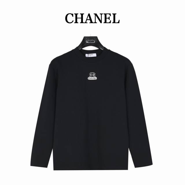 Chanel 24Fw Long-Sleeve T-Shirt with Double C 3D Logo Embroidery on the Chest. M