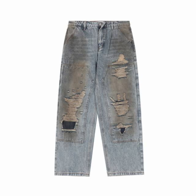 Mm6 Maison Margiela Ss25 Mid-rise Comfortable Distressed Jeans with Hidden Zippe