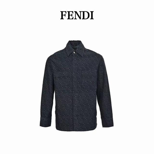 Fendi 25Fw All-over Jacquard Denim Jacket Custom Washed Dark Blue Jacquard Denim