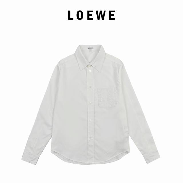 Loewe Early Autumn New Style Embroidered Logo Shirt with Chest Pocket. Made of 1