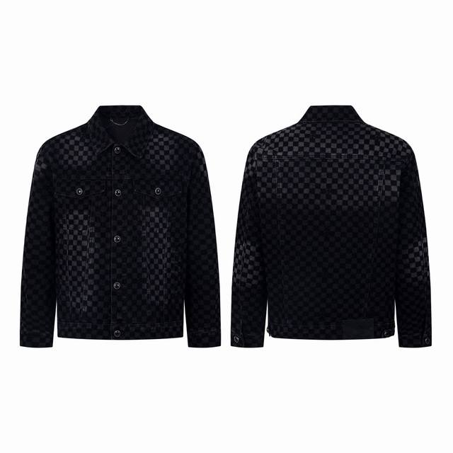 LV Louis Vuitton 2025 New Checkered Flocked Denim Jacket. Originally purchased f