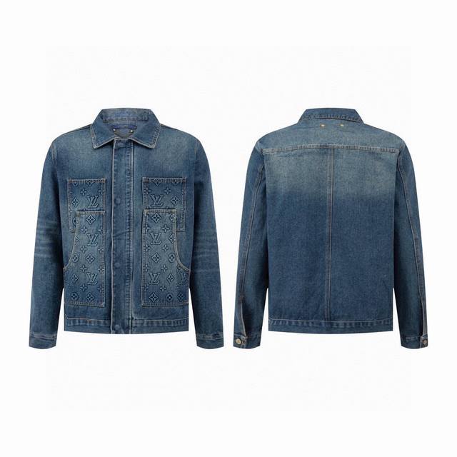 Hot Selling Item Back! Louis Vuitton 23Ss New Embossed Denim Jacket. 1:1 Highes